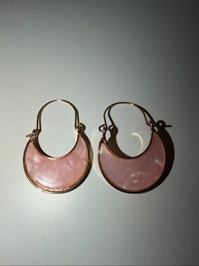 torrid Gold-Tone Rose Pink Crescent Hoop Earrings